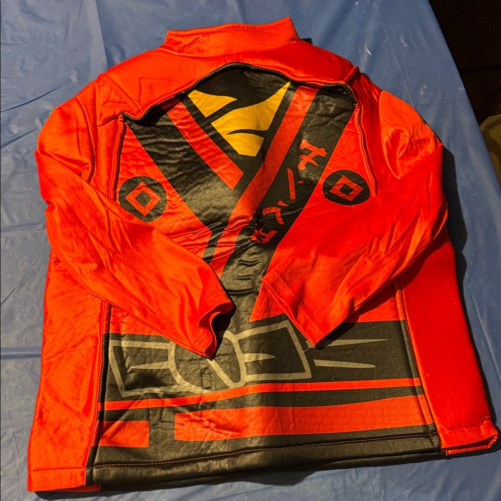 Vibrant Red and Black Graphic Jacket